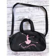 Ballet Dance Duffel Bag Kids OS Black Pink Embroidered Tutu Ballerina