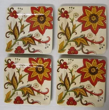 Pier 1 Imports Carynthum Earthenware 8 3/4" Square Salad Plates  4 pc