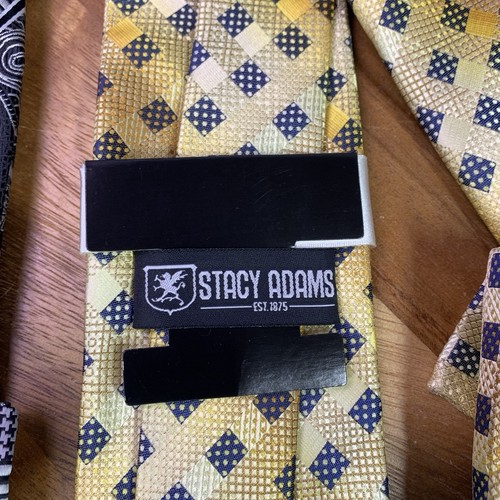New Stacy Adam Lot Of 4 Ties Preppy Pointed Abstract Geometric Glen Check Plaid - Picture 16 of 19