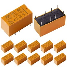 12Pcs DPDT Relay DC 8 Pin 2NO 2NC Mini PCB Power Relays HK19F-5V 5V Coil