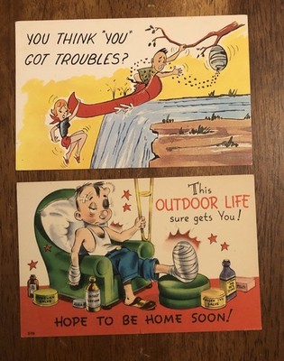 2 Humorous Postcards - Outdoor Adventure Humor (WP18)