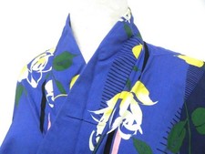 JAPANESE KIMONO YUKATA BLUE PURPLE 162.5cm 5 ft 4 in COTTON EE8199
