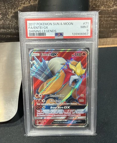 PSA 9 Entei GX Full Art Shining Legends 71/73 Holo Full Art Pokemon TCG MINT