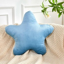19.6" Dusty Blue Velvet Star Throw Pillow, Cute Star Pillow Bedroom, Nursery
