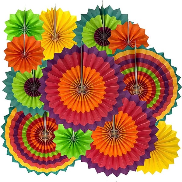 Party Deko, 12 StüCk Bunte PapierfäCher, Mexiko Deko, Girlande, FüR Hawaii De-image