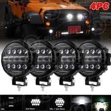 4x 7 Black Led Pods Work Light Bar Round Driving Fog Headlight Truck Off Road