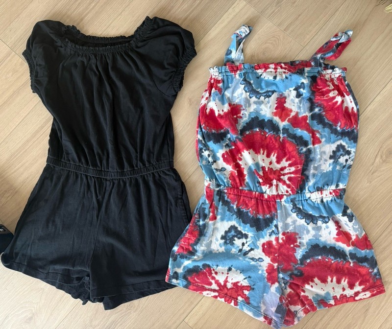 Girls Shorts Rompers Summer Size 10 Pockets Tie Dye Lot Of 2 red White and blue