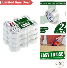 Clear Packing Tape 24 Rolls Heavy Duty 1.88 Inch 65 Yards Each for Shipping Box