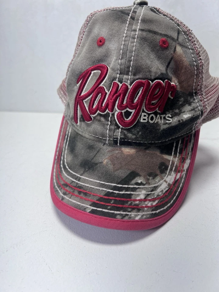 Ranger Boats Ajustable Snap Back Sombrero Camuflado Rojo Bordado Logo Malla Rota Foto 2 de 4