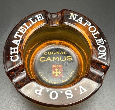 Vintage Camus Cognac Ashtray V.S.O.P Chateau Napoleon Amber Glass France