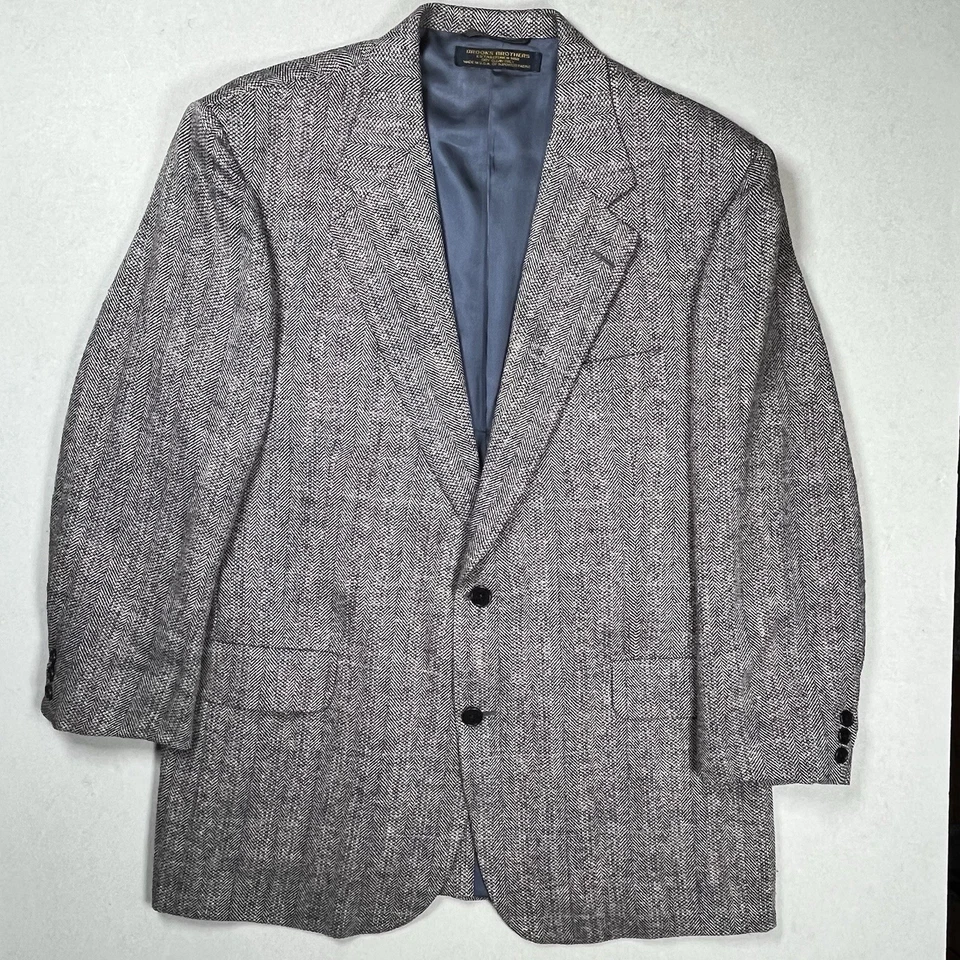 Blazer Brooks Brothers Hombre Tweed Lana Seda Mezcla Lino Talla 44R Luxury Academia Foto 3 de 4