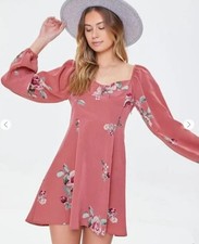 Forever 21 Mauve Floral Print Mini Dress Small S