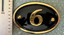 Number 6 Brass House Number Sign 6&rdquo; X 4&rdquo; Inches (140mm x 100mm)