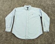 Ralph Lauren Shirt Boys Sz 16 Blue Oxford Flesh Pony Long Sleeve Button Up