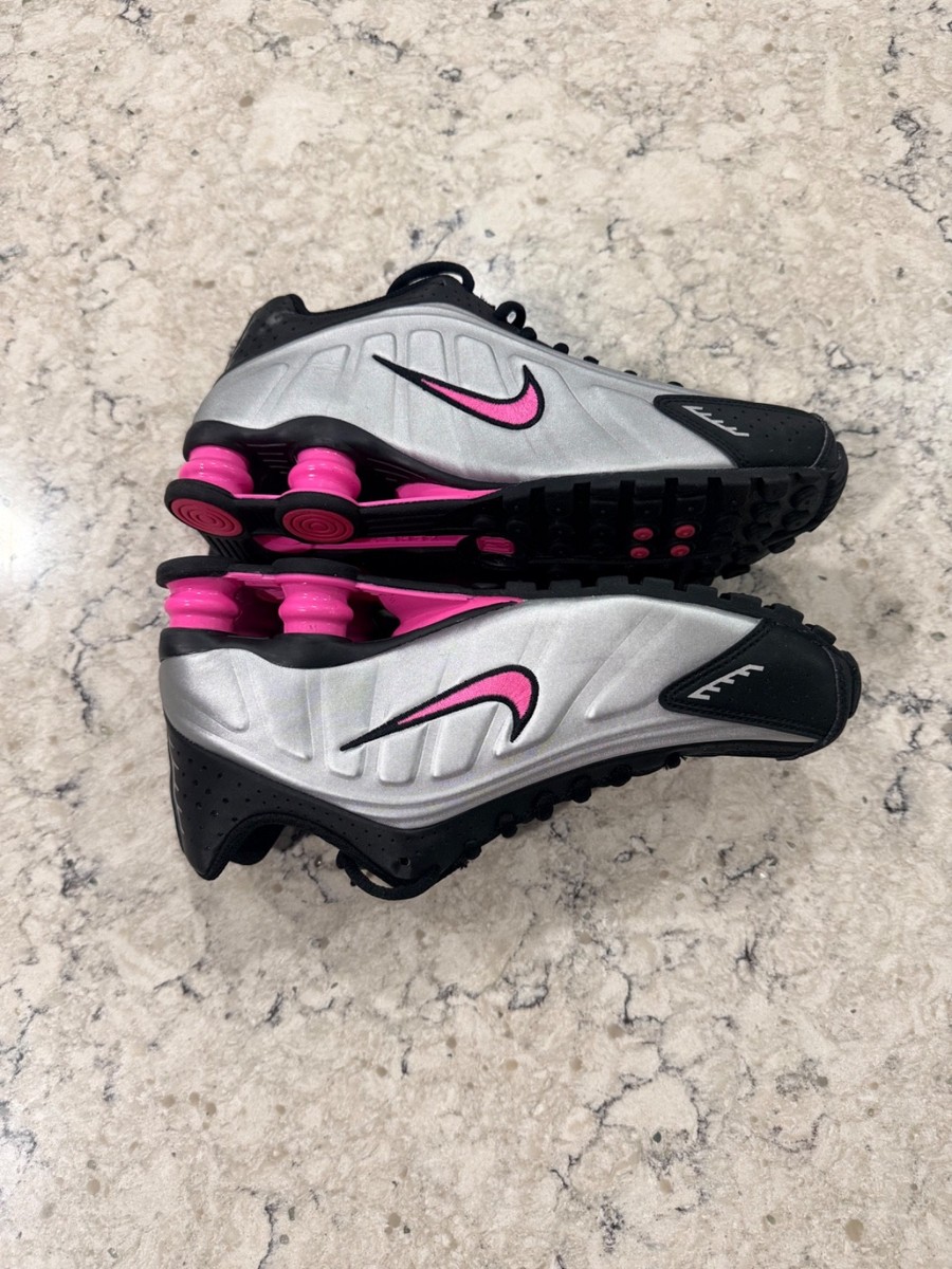 Size 6.5 - Nike Shox R4 Black Metallic Silver Pinksicle W for sale