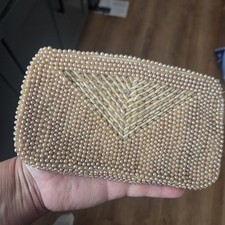Vintage Pearl Beaded Clutch Handbag Made In Japan Evening Purse Retro 1950s