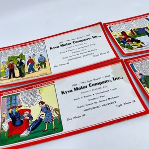 VTG Cartoon Blotter Card Set of 4 Kyla Motor Company Whitesburg KY SC9