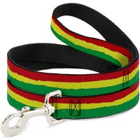 "Dog Leash Rasta Stripes Painted Green/Yellow/Red Narrow 0.5\" (Us Import)"