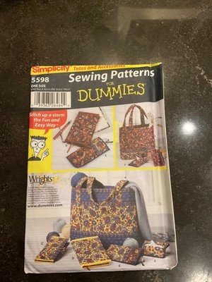 SIMPLICITY 5598 UNCUT  SEWING PATTERNS FOR DUMMIES  BAGS & ACCESSORIES UNCUT