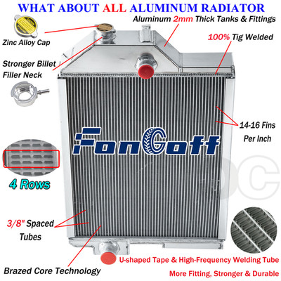 4 Rows Aluminum Tractor Radiator For John Deere 4430 AR61878 AR61879 AR60337