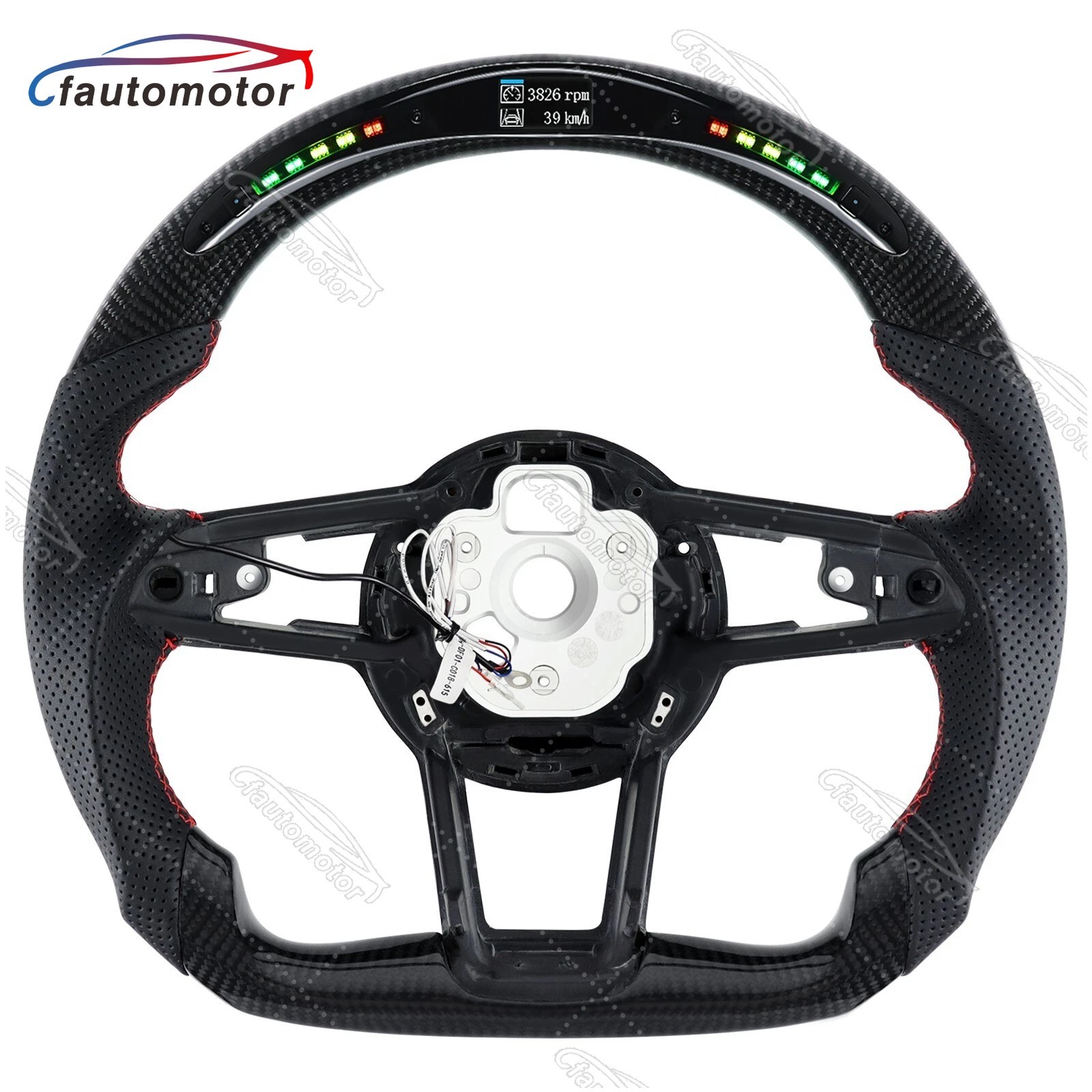 Real Carbon Fiber LED Steering Wheel Black Leather For Audi R8 TT TTS TTRS 16-23