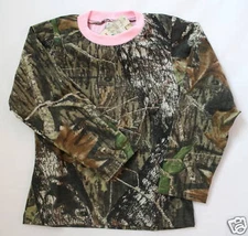 Mossy Oak Camo & Pink Girl's Shirt, Long Sleeve Kids Youth Camouflage