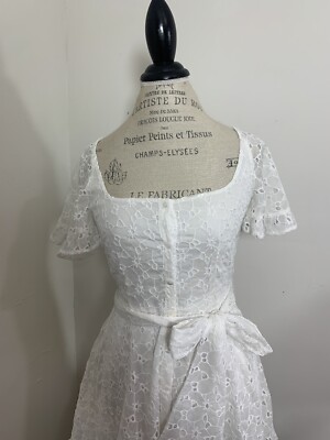 French Connection white Circeela Broderie eyelet mini Dress 0