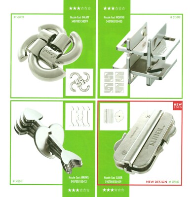 Hanayama 4 Gusspuzzles - Huzzle Metall 3D Puzzles alle Level 3 - kann alle 4 senden