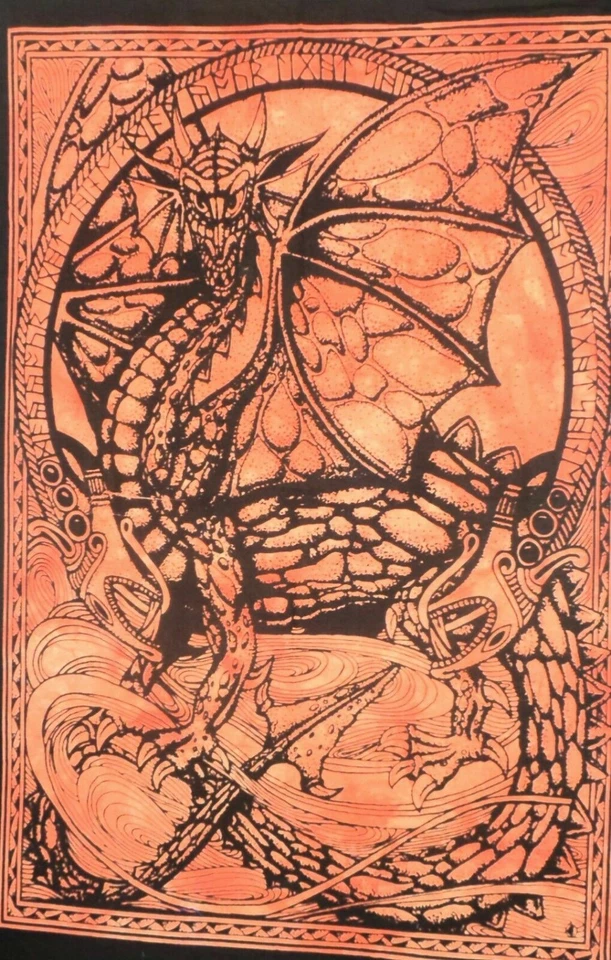 Mandala indio colgante de pared mandala hippie dragón estera yoga bohemio póster arte Foto 3 de 3