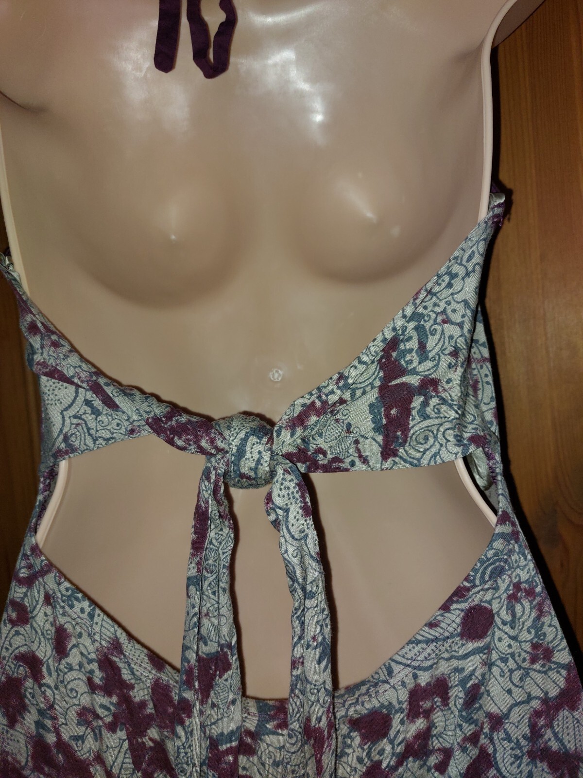 Vintage bohemian ethnic hippie gypsy festival paisley tie dye bead halter top image 5