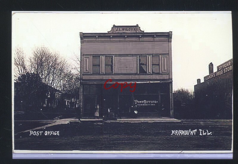 REAL PHOTO FAIRMOUNT ILLINOIS POST OFFICE DOWNTOWN MAIN STREET POSTCARD