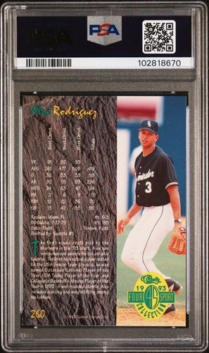 1993 Classic 4 Sport Alex Rodriguez # 260 PSA 8 RC Rookie - Picture 2 of 2