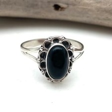 925 Sterling Silver Black Onyx Oval Shape 100 GENUINE Handmade Women Ring
