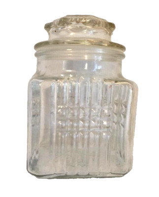Vintage Koeze's Clear Glass Jar Apothecary Kitchen Canister with Lid 7''