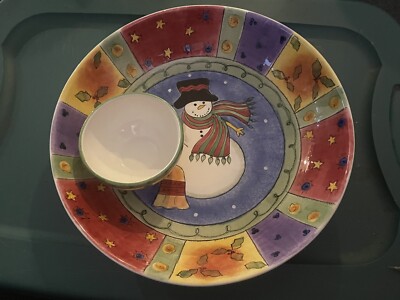 NEW Sango Christmas 13  Chip & Dip Bowl Set Sue Zipkin Sweet Shoppe Holiday