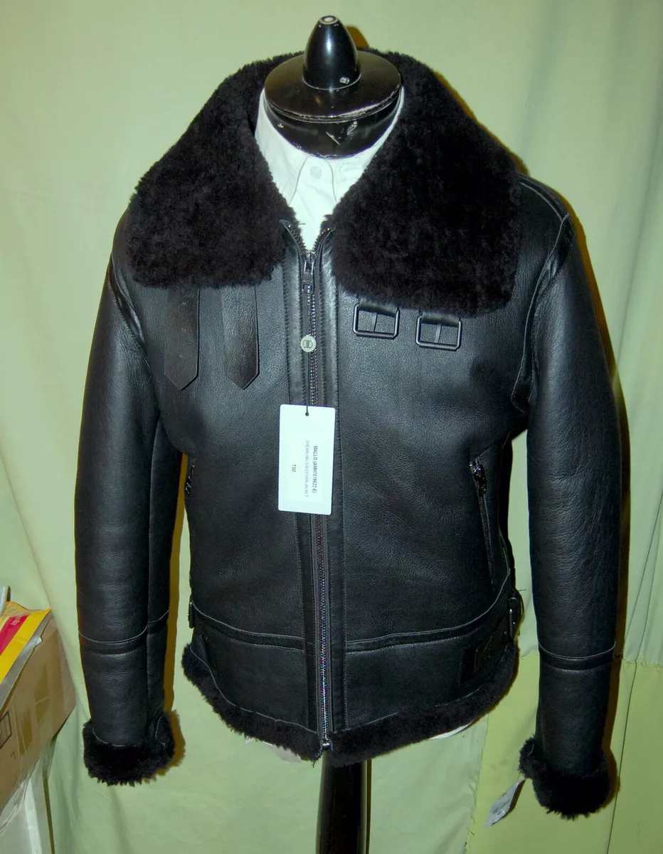NWT INTUITION PARIS Mallo mens black shearling sheepskin moto