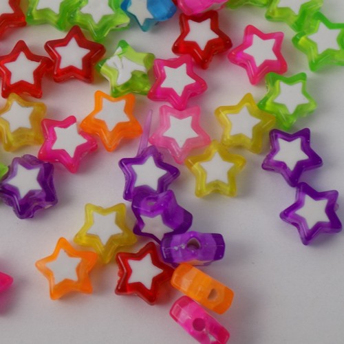 Star Shaped Plastic Spacer Beads Lot of 108 Kids Crafts Purple Red Pink Yellow - Picture 6 of 7