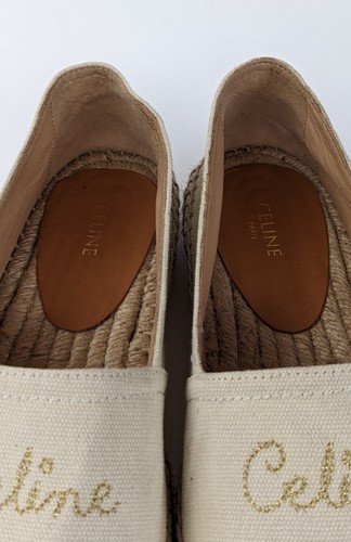 CELINE Paris Womens Canvas Espadrilles in Ivory Size 37 EU | 7 US | 4 UK - Picture 10 of 13