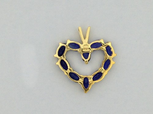 Simulated Sapphire Heart Pendant 925 Sterling Silver - Picture 2 of 5