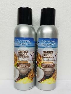 Smoke Odor Exterminator Pineapple Coconut 7 oz Large Spray Set of Two Cans