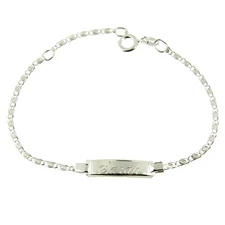 925 Sterling Silver Fancy Link Chain Childrens ID Personalized Bracelet