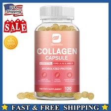 Collagen Peptides Capsules 2000mg Types I, Ii, Iii, V, X Anti-Aging Skin Health