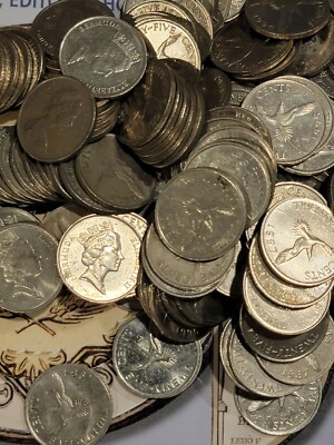 Bermuda 25 Cents 1970s - 1990s LOT Of 40 Coins Queen Elizabeth II - Animal Bird