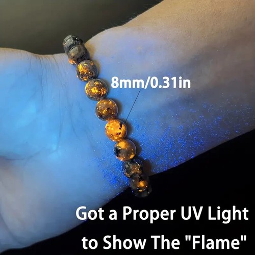 Yooperlite Flame Stone Luminous Energy Natural Stone Beaded Bracelet FREE POST - Picture 2 of 7