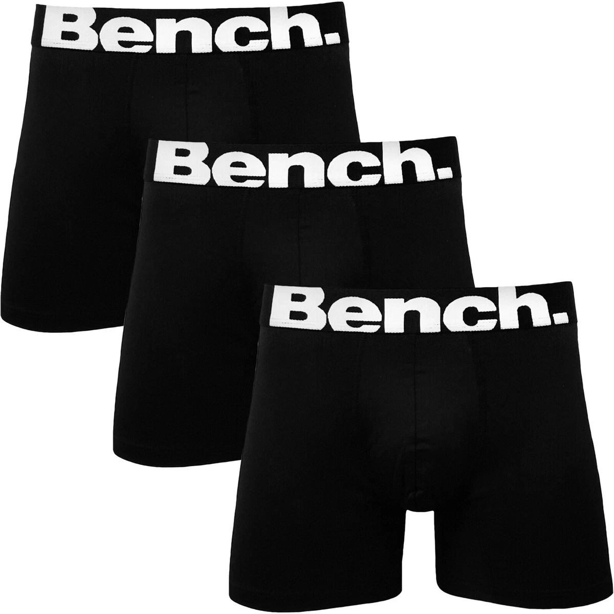 Bench Mens Talwar 3 Pack Elasticated Underwear Boxers Boxer Shorts Black