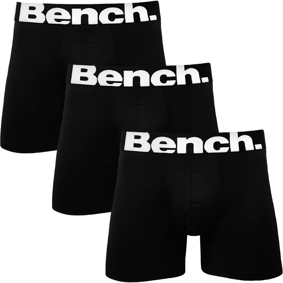 Bench Mens Talwar 3 Pack Elasticated Underwear Boxers Boxer Shorts - Black