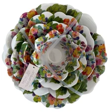 Rachel Zoe Set of 4 Floral Pansy Flowers Melamine Nesting Serving Bowls