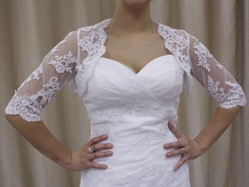 IVORY WHITE BRIDAL LACE BOLERO SHRUG 
