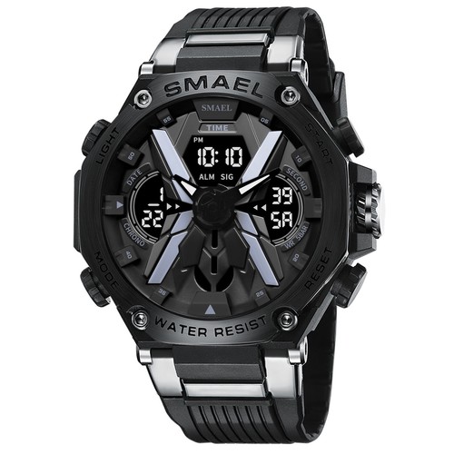 Reloj de pulsera SMAEL digital con doble pantalla calendario semana impermeable - Imagen 24 de 28