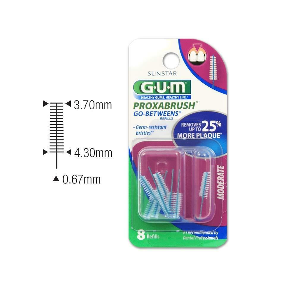 GUM Proxabrush GoBetweens Interdental Brush 8 Refills, Original